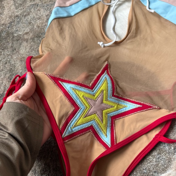 Mesh Star-Patterned Women's Swimsuit - Picture 8 of 11